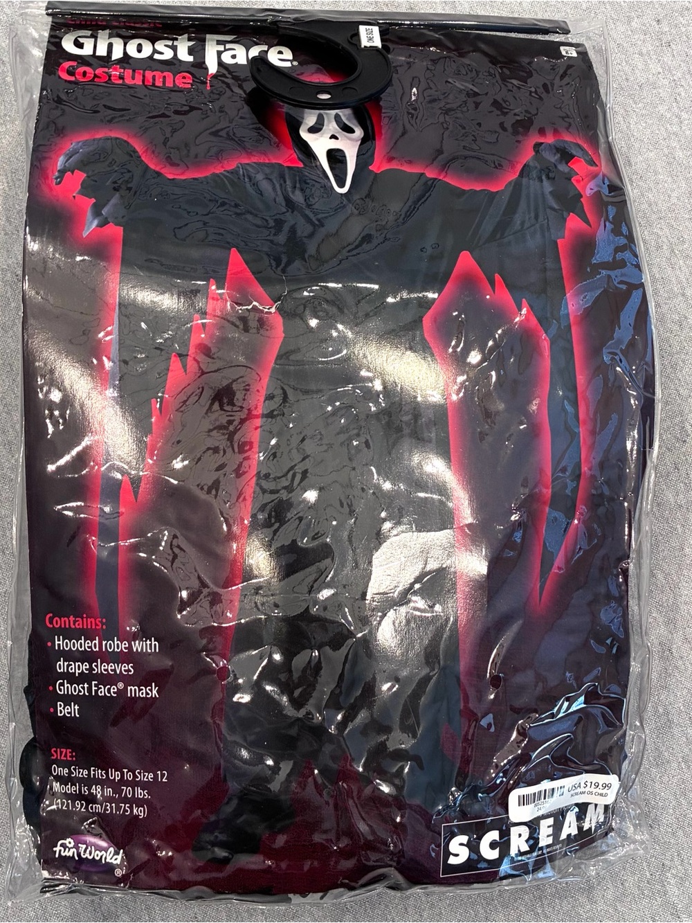 Ghost Face Hooded Robe Costume - Black